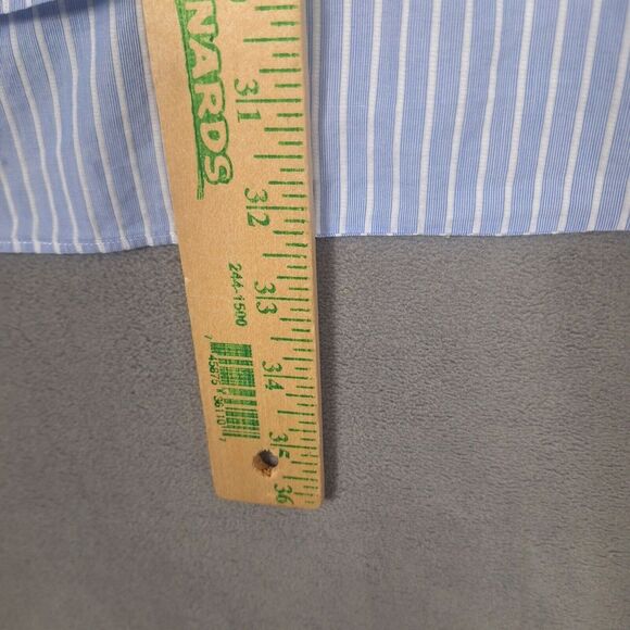 David Donahue Shirt Mens 18-34/35 Blue White Striped Button Up long sleeve - Picture 4 of 6